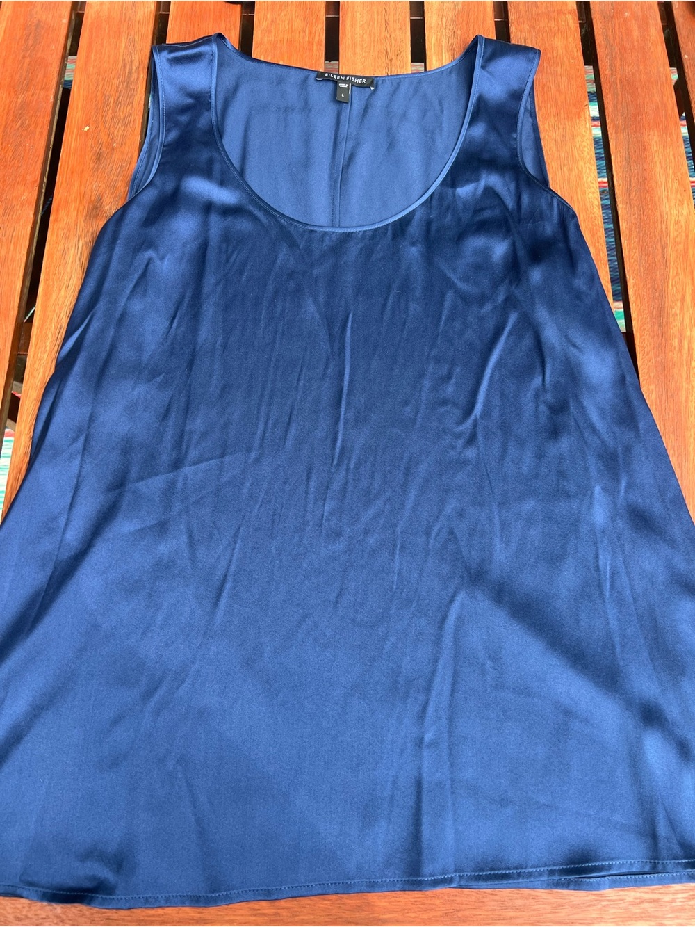 Eileen Fisher Navy Blue Sleeveless Silk-Blend Camisole